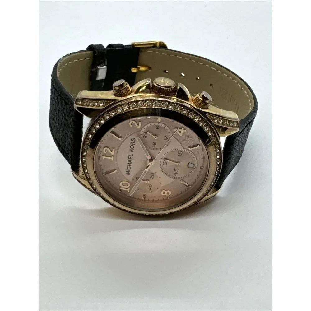 Michael Kors Blair MK5263 Women's Black Leather Analog Dial Quartz Watch JNA455